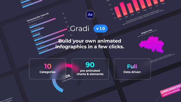 Videohive Gradi - Gradient Infographics Infographics template preview