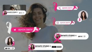 Videohive Breast Cancer Awareness Month Youtube Pack Elements template preview