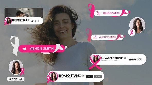 Videohive Breast Cancer Awareness Month Youtube Pack Elements template preview