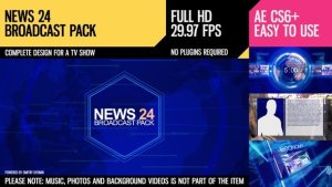 News 24 (Broadcast Pack) Video Displays template preview