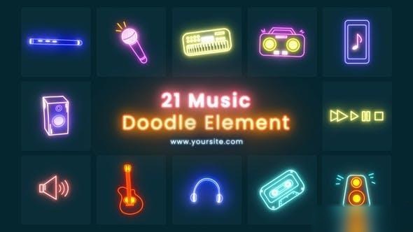 Videohive Top best Music Doodles Element Pack
