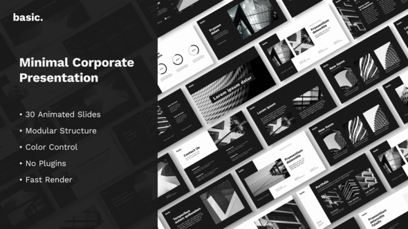 Videohive Basic. Minimal Corporate Presentation Video Displays template preview