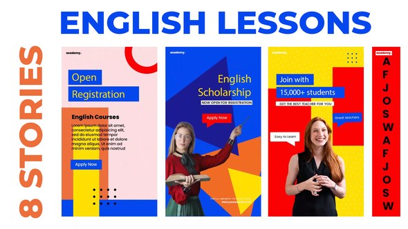 Videohive English Lessons Study Stories Instagram Product Promo template preview