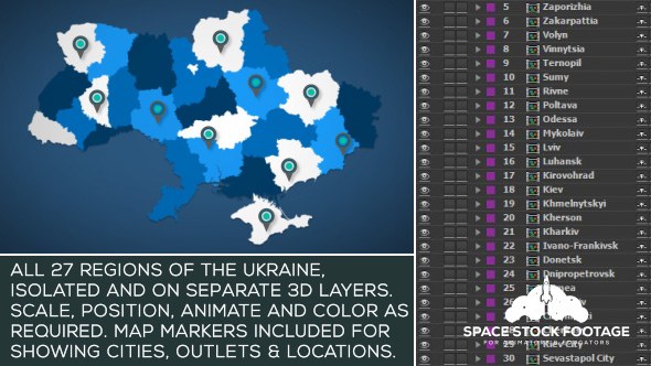 Ukraine Map Kit Video Displays template preview