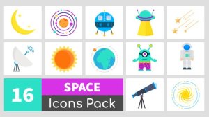 Videohive 16 Animated Space Icons Pack Openers template preview