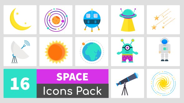 Videohive 16 Animated Space Icons Pack Openers template preview