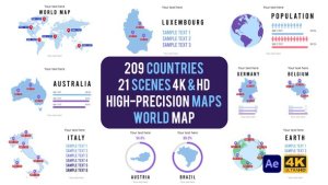 Videohive 209 Countries Map Infographics Pack Infographics template preview