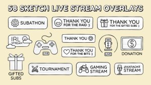 Videohive Sketch Live Stream Overlays Elements template preview