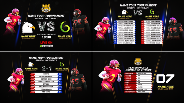 Videohive Sports Scoreboard Statistics || Player Profile || Sports Team vs card Broadcast-packages template preview