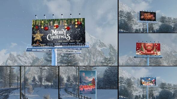 Videohive Merry CHristmas Billboard Mockup Product Promo template preview