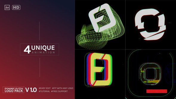 Videohive Dynamic Glitch Logo Pack Logo Stings template preview
