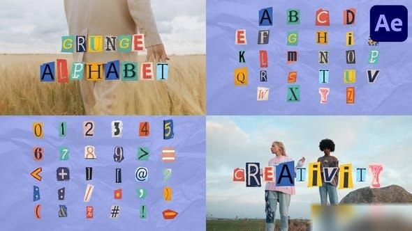 Videohive Grunge Alphabet for After Effects Elements template preview