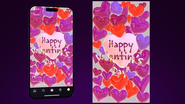 Videohive Hearts Balloons Logo reveal Logo Stings template preview