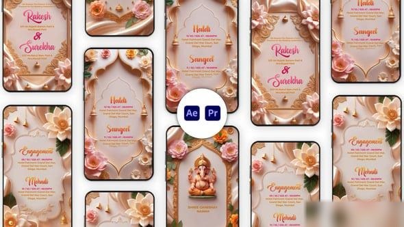 Videohive Luxury Floral Indian Wedding Invitation Reel Elements template preview