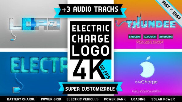 Videohive Electricity Logo | Charge Battery Energy Logo Stings template preview
