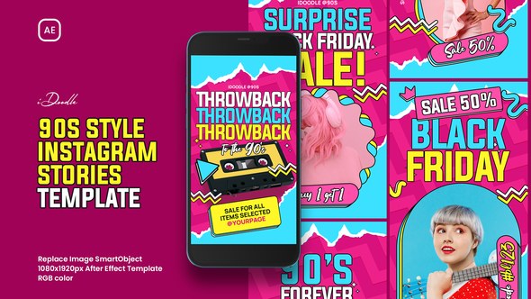 Videohive 90s Style Instagram Stories Template 41684324 Elements template preview