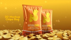 Videohive 3D Mockup Potato Chips Bag Product Promo template preview
