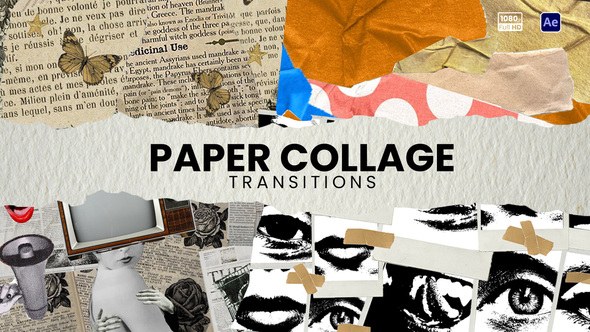 Videohive Paper Collage Transitions 59371096 Elements template preview