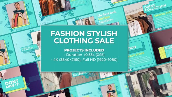 Videohive Trendy Memphis Fashion Stylish Clothing Sale Video Displays template preview