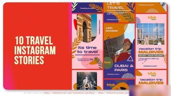 Videohive Travels Stories IG Pack Openers template preview