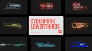 Videohive Cyberpunk Lowerthirds for After Effects Titles template preview