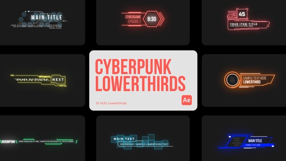 Videohive Cyberpunk Lowerthirds for After Effects Titles template preview