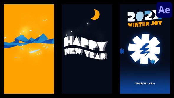 Videohive Christmas And New Year Vertical Logo Typography | After Effects Titles template preview