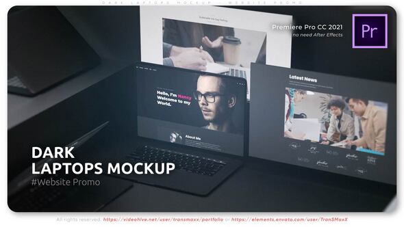 Dark Laptops Mockup Website Promo Premiere Pro template preview