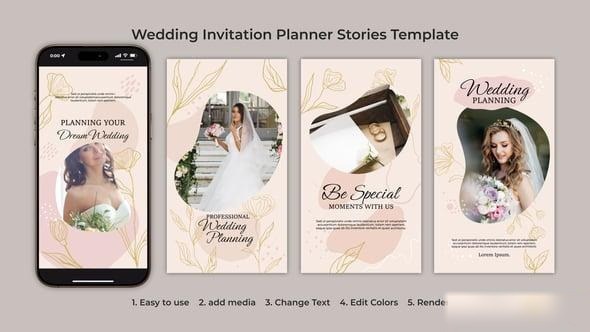 Videohive Wedding Invitation Planner Stories Template Openers template preview