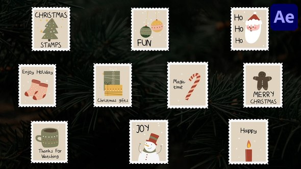 Videohive Christmas Stamps Titles for After Effects Titles template preview