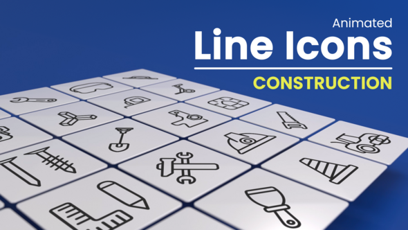 Videohive 50 Animated Construction Line Icons Infographics template preview