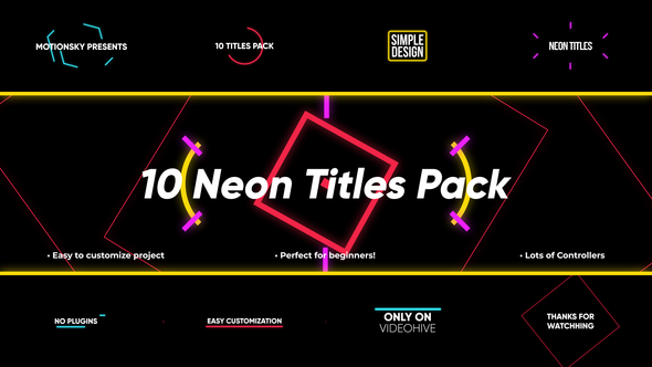 10 Neon Titles Pack | Premiere Pro Premiere Pro template preview