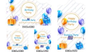 Videohive Happy Birthday Party Invitation Post Video Displays template preview