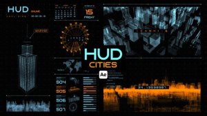Videohive HUD Cities for After Effects Infographics template preview
