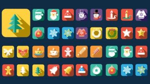 Flat Style Animated Christmas And New Year Icons Video Displays template preview