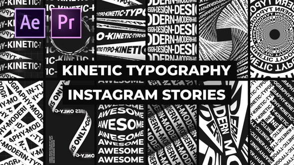 Kinetic Typography Instagram Stories Video Displays template preview