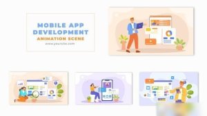 Videohive Mobile App Development 2D Character Animation Scene Elements template preview