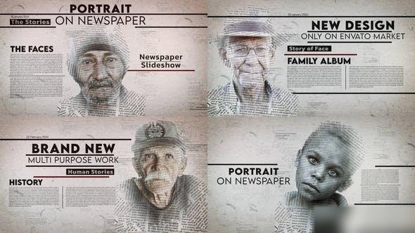 Videohive Portrait on Newspaper Openers template preview