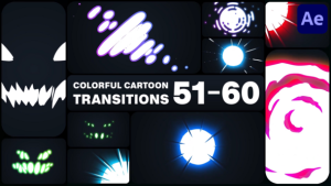 Videohive Colorful Cartoon Transitions for After Effects Elements template preview