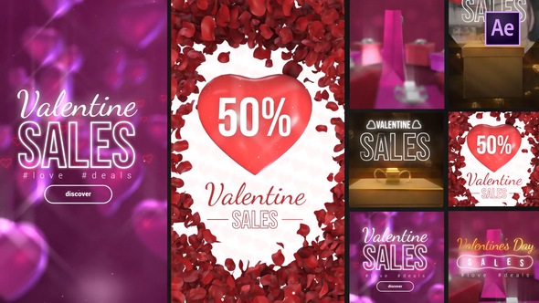 Videohive Valentine Sales Instagram Stories Elements template preview
