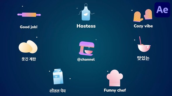 Videohive Baking And Cooking Icons And Titles for After Effects Titles template preview