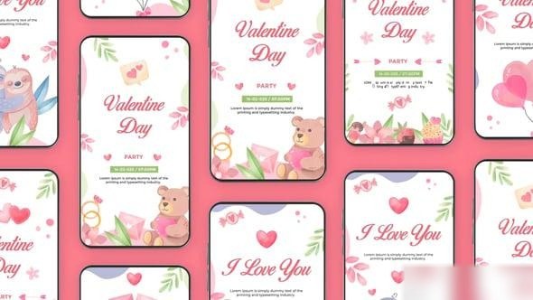 Videohive Watercolor Valentines Day Instagram Stories Elements template preview