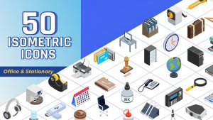 Videohive Isometric Icons Office Stationary Elements template preview