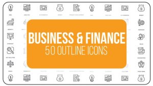 Business And Finance - 50 Thin Line Icons Video Displays template preview