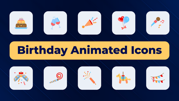 Videohive Birthday Animated Icons Elements template preview
