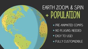 Earth Zoom and Spin with Population Video Displays template preview