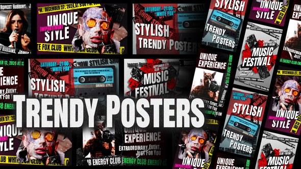 Videohive Trendy Posters Video Displays template preview