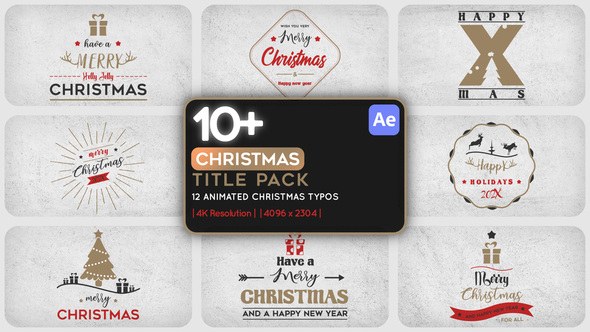 Videohive 12 Christmas Title Pack 4k Titles template preview