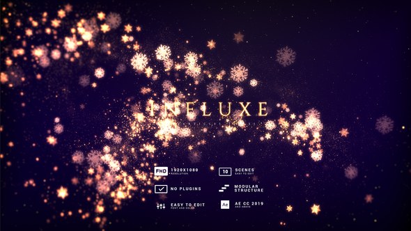 Videohive Golden Snowflakes Flow Titles Titles template preview