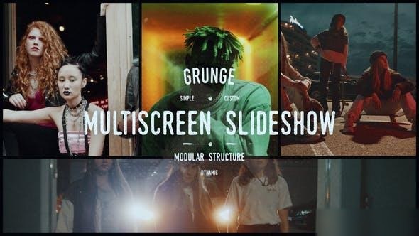 Videohive Grunge Grid Multiscreen Slideshow Openers template preview